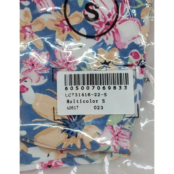 Womens Shorts Small Blue and Floral Elastic Waist Summer Beachy New in Bag - Picture 7 of 9